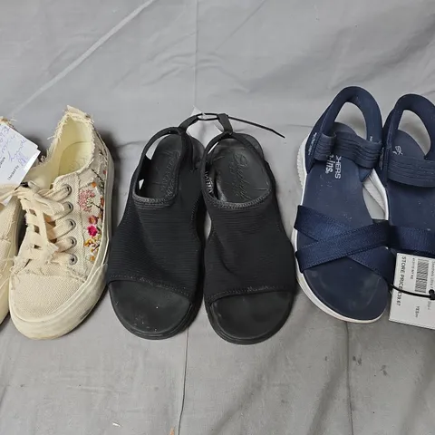 BOX OF APPROXIMATELY 15 PAIRS OF LADIES SHOES - VARIOUS COLOURS, SIZES AND STYLES 