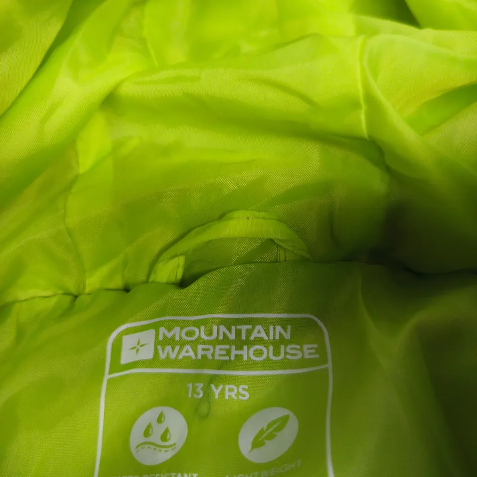 MOUNTAIN WAREHOUSE KIDS' PUFFER JACKET – DARK GREEN WITH NEON LINING, 13 YEARS
