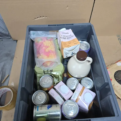 TOTE OF APPROXIMATELY 10 ASSORTED FOOD AND DRINK ITEMS TO INCLUDE: EXHALE ORGANIC COFFEE 