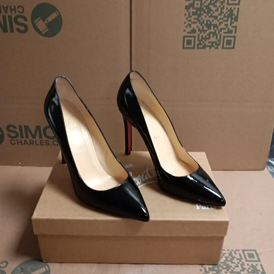CHRISTIAN LOUBOUTIN PIGALLE 100 PATENT CALF BLACK HIGH HEELS, UK 6.5 (EU 39.5)