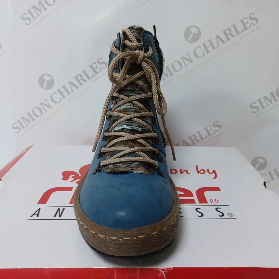 RIEKER LIGHT BLUE LACE UP ANKLE BOOTS - SIZE 4
