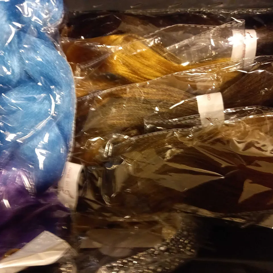 LOT OF APPROXIMATELY 12 ASSORTED HAIR EXTENSIONS & BRAIDS