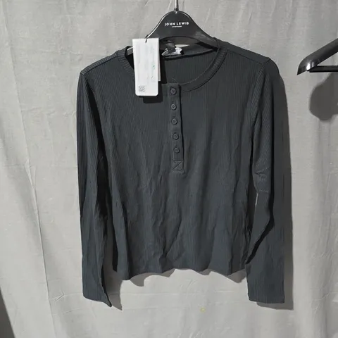 NOBODY'S CHILD BLACK RIBBED LONG-SLEEVE HENLEY TOP β KIDS, UK S