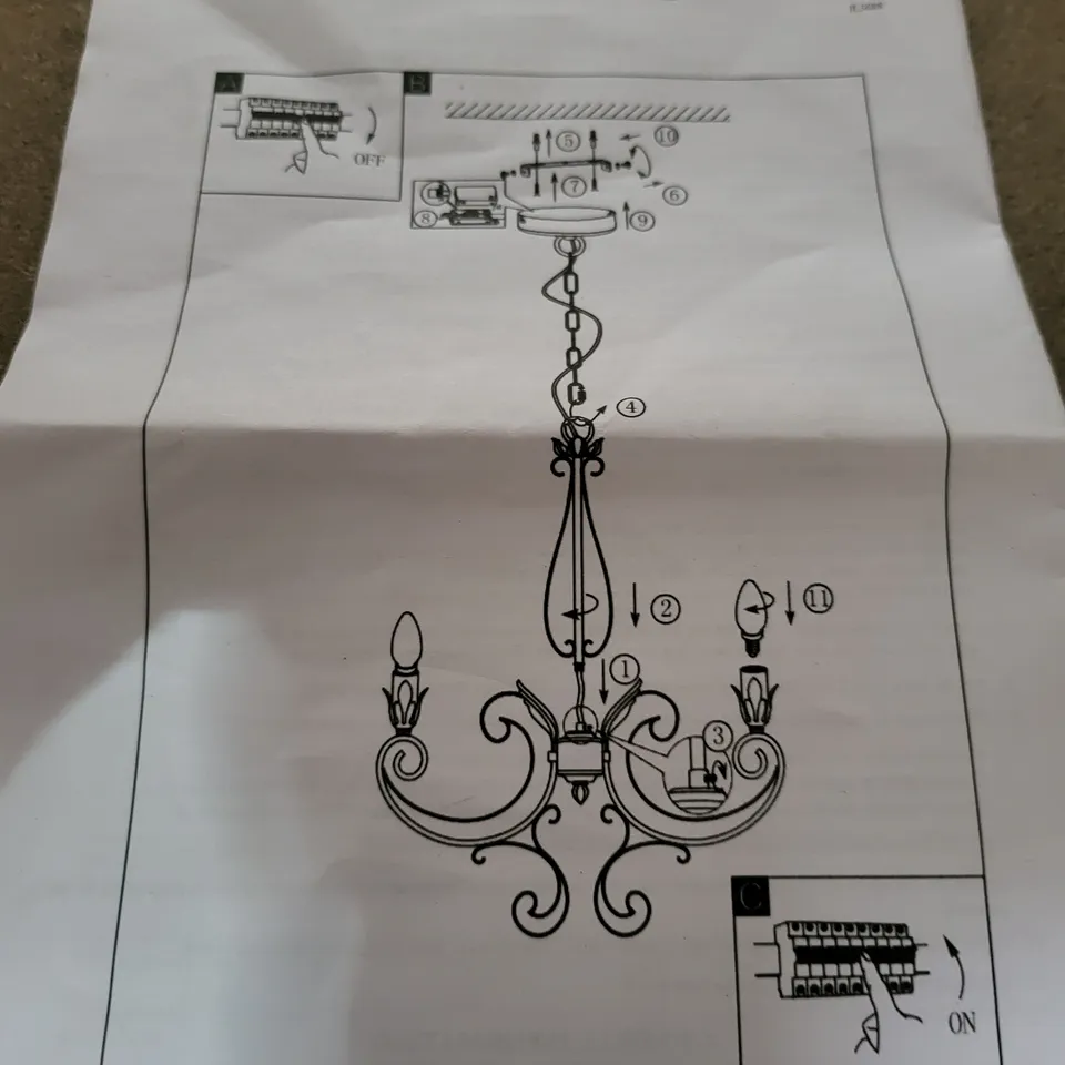 LAURA ASHLEY IRVIN DISTRESSED CHANDELIER - CREAM DISTRESSED