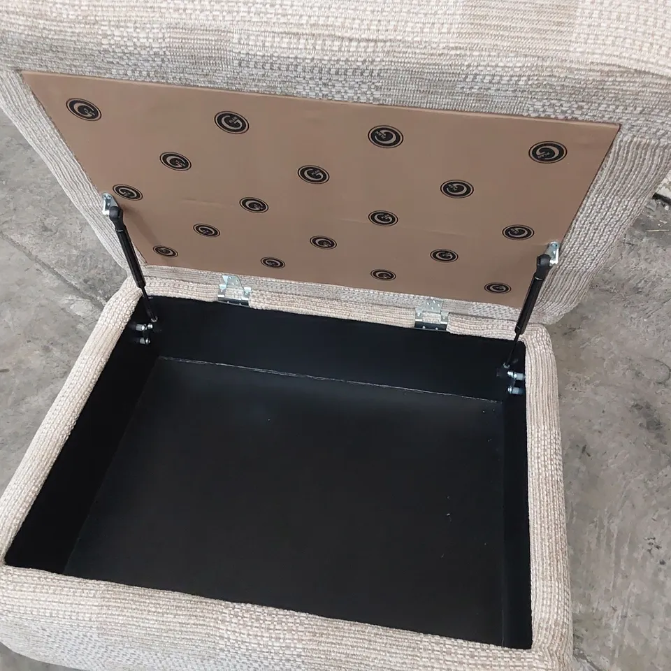 QUALITY BRITISH DESIGNER G PLAN SEATTLE STORAGE FOOTSTOOL FARO SAND FABRIC