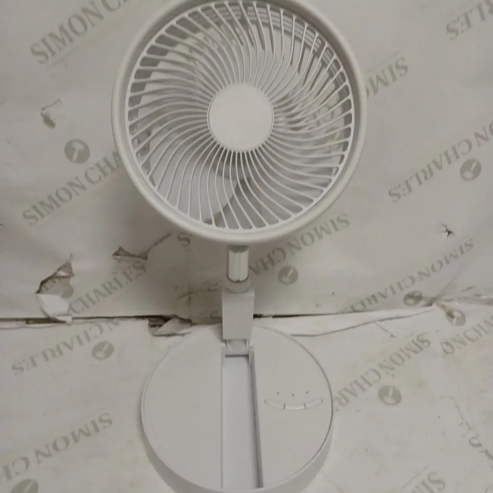 BELL & HOWELL ADJUSTABLE FOLDING RECHARGEABLE STAND FAN WHITE