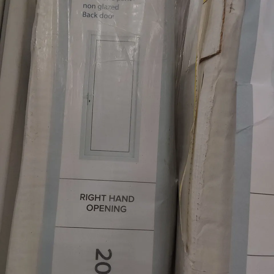PVCU WHITE ONE PANEL NON GLAZED BACK DOOR & FRAME RIGHT HAND OPENING 2055 × 920