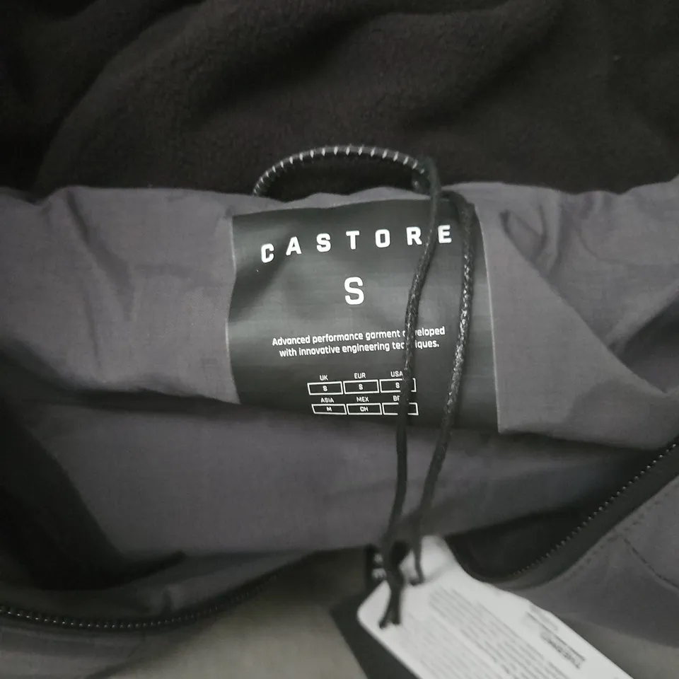 CASTORE HOODED PUFFER JACKET – CHARCOAL GREY, UK SIZE S
