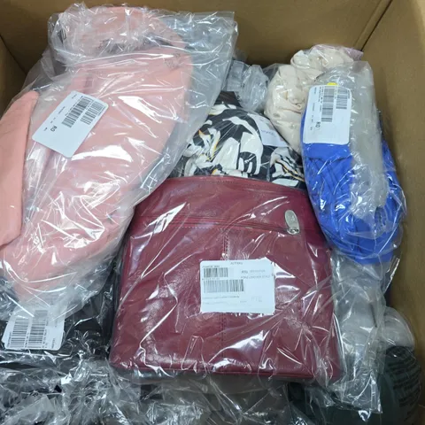 APPROXIMATELY 20 ASSORTED CLOTHING ITEMS IN VARIOUS SIZES, COLOURS & STYLES TO INCLUDE BRANDS SUCH AS ASHWOOD LEATHER, WHITE STUFF, RUTH LANGSFORD, ETC - COLLECTION ONLY