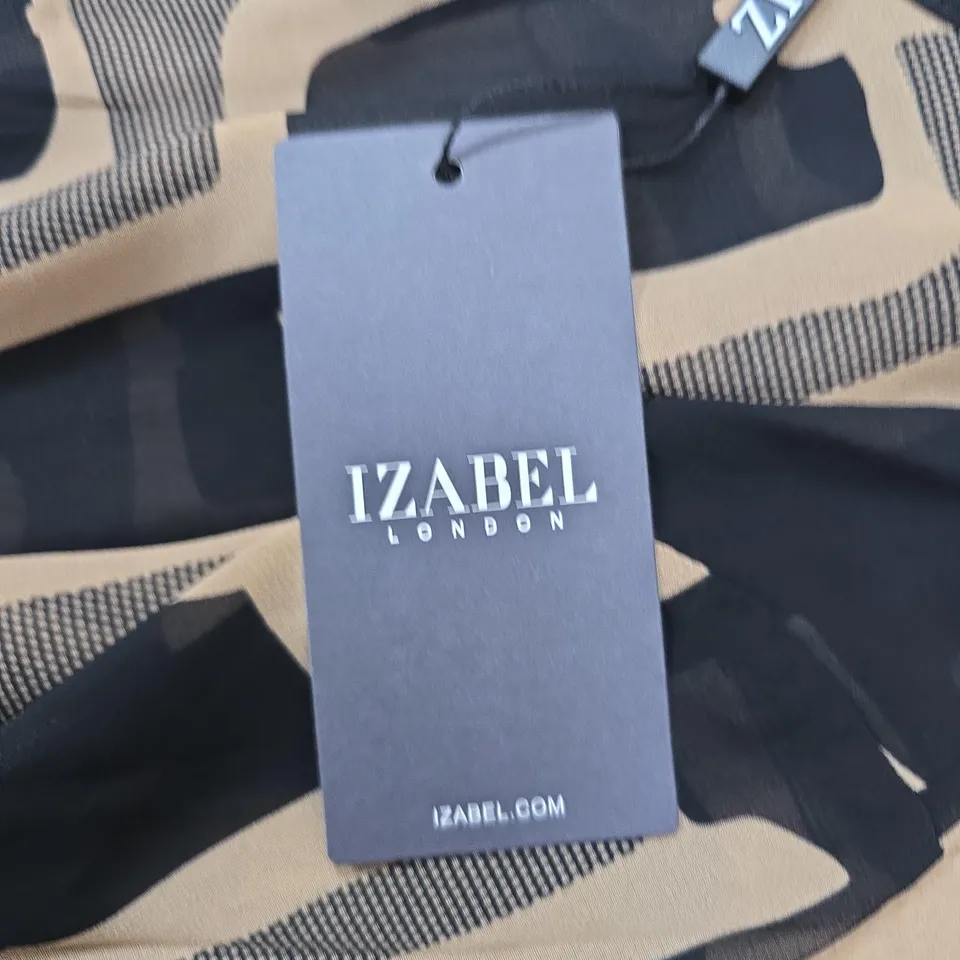 IZABEL LONDON BROWN AND BLACK BLOUSE/DRESS UK SIZE 12