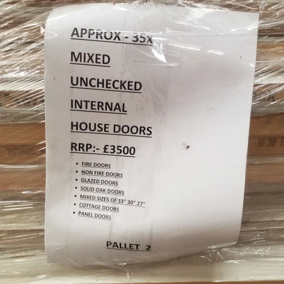 PALLET CONTAINING APPROXIMATELY 35 MIXED UNCHECKED INTERNAL HOUSE DOORS