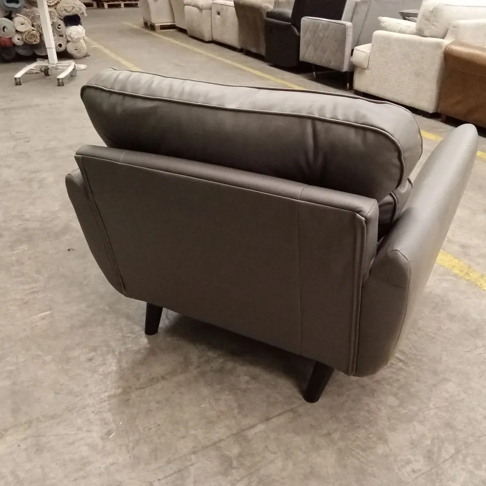 PAULO FAUX LEATHER STANDARD BACK ARMCHAIR - GREY RRP £449