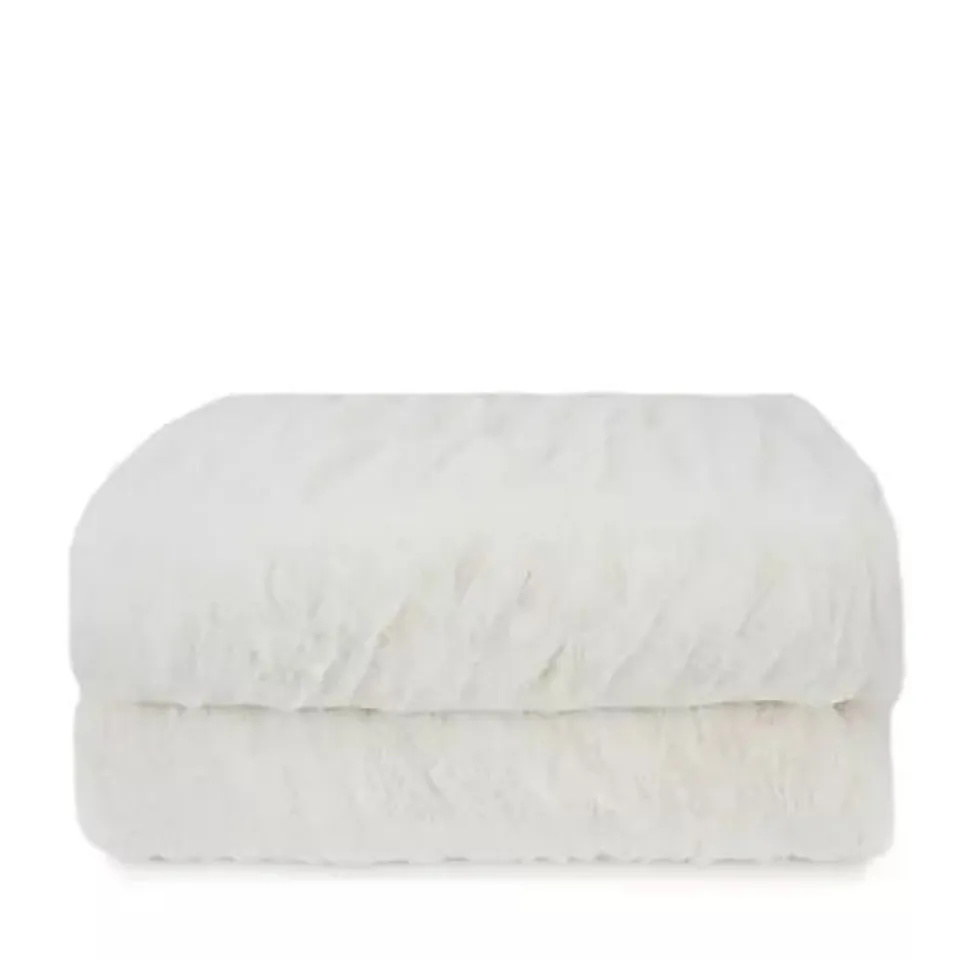 COZEE HOME LUXURY RUCHED FAUX FUR AND VELVET SOFT HEATED THROW UNBOXED