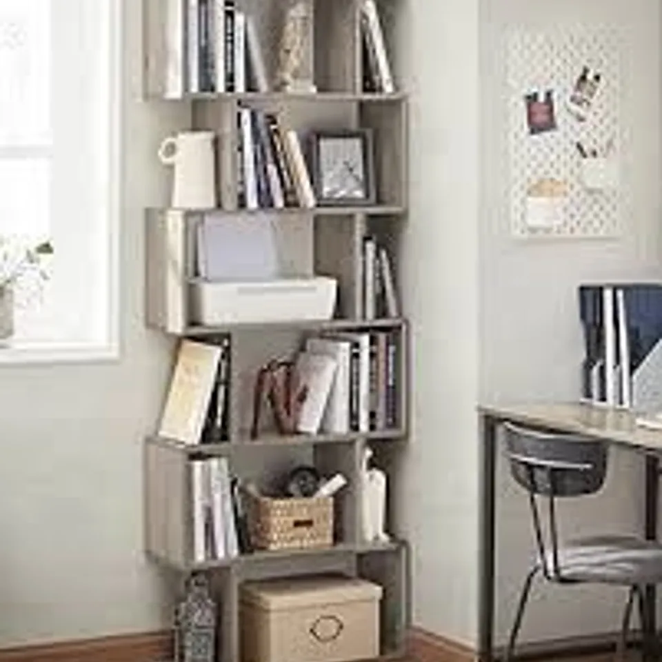 BOXED VASAGLE BOOKSHELVES, 6-TIER BOOKCASE - GREIGE