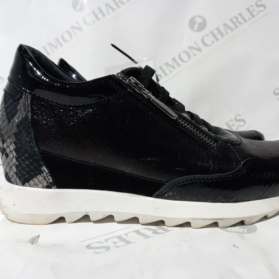 PAIR OF RUTH LANGSFORD WEDGE TRAINERS BLACK SIZE 4