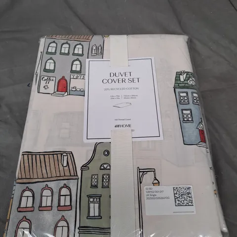 H & M DUVET COVER SET - CITY LIFE DESIGN - CREAM - SINGLE