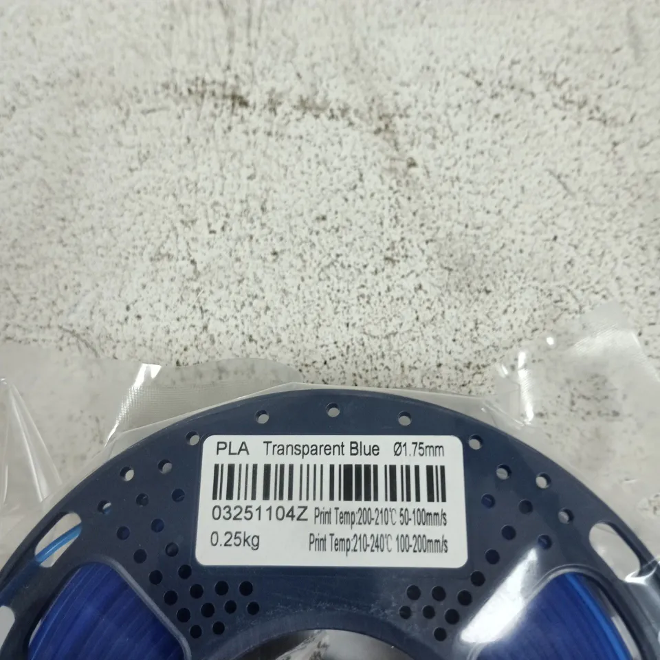 PLA FILAMENT – TRANSPARENT BLUE, 1.75MM, 0.25KG SPOOL