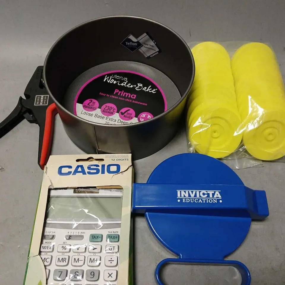 BOX OF APPROX 12 ASSORTED ELECTRICAL ITEMS TO INCLUDE - PRIMA CAKE TIN , INVICTA EDUCATION , CASIO CALCULATOR ETC