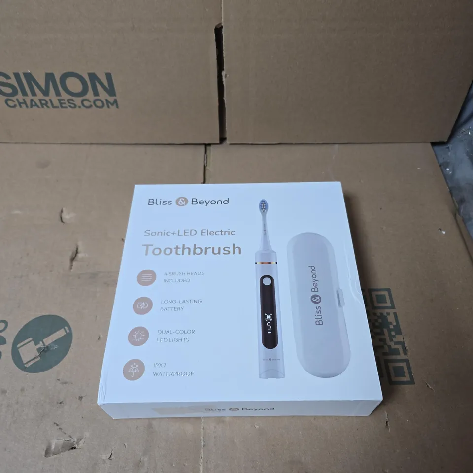 Bliss & Beyond Sonic+LED Electric Toothbrush – Boxed White with Travel Case 