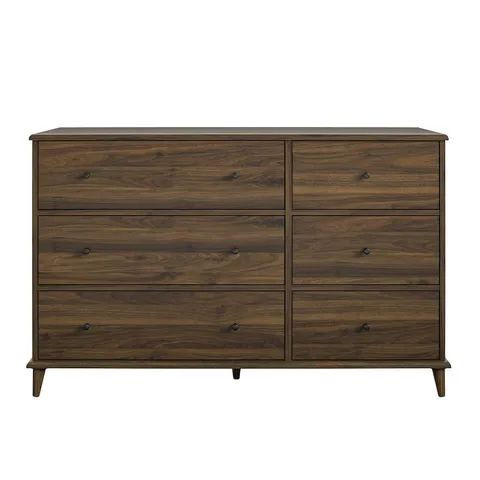 BOXED FARNSWORTH 6 DRAWER DRESSER - WALNUT (2 BOXES)