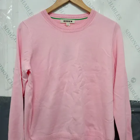BODEN CATRIONA COTTON CREW JUMPER IN PINK - MEDIUM