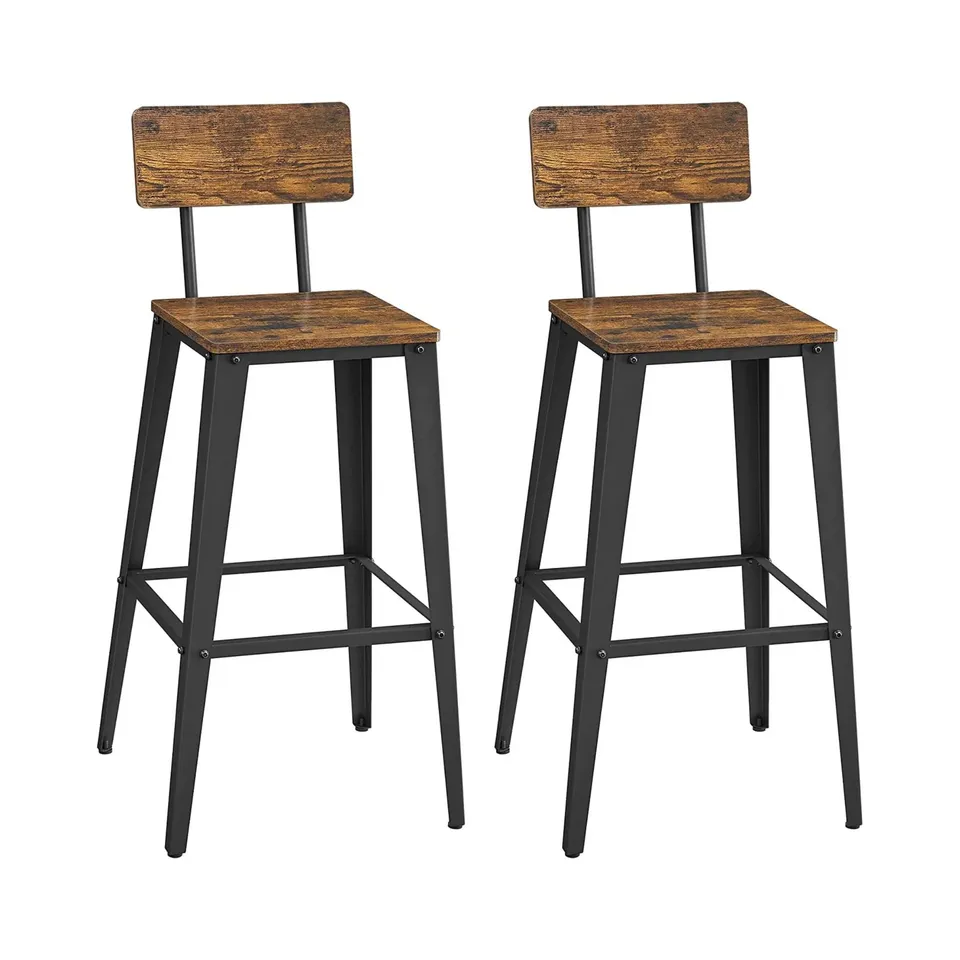 BOXED SONGMICS SET OF 2 BAR STOOLS WITH BACKREST