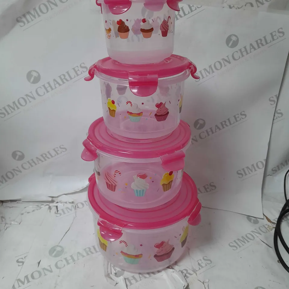 4 PIECE CUPCAKE PRINT FOOD CONTAINERS