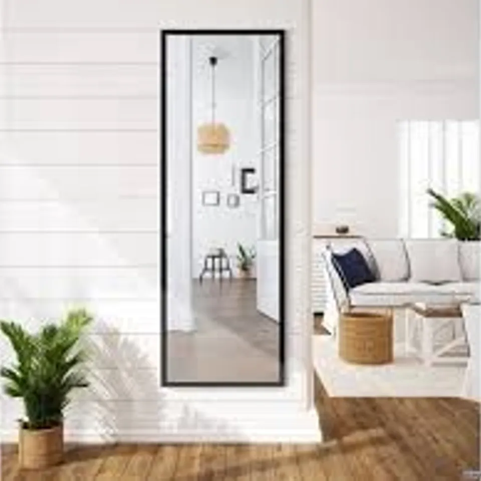 BOXED COSTWAY DOOR WALL MOUNTED MIRROR FULL LENGTH HANGING MIRROR BEDROOM - BLACK