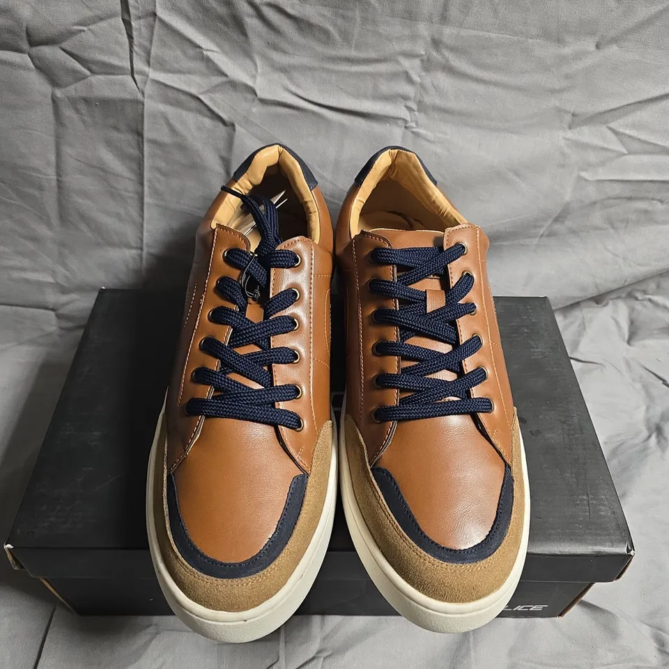 BOXED PAIR OF 883 POLICE ROMAN BROWN TAN TRAINERS - UK SIZE 11