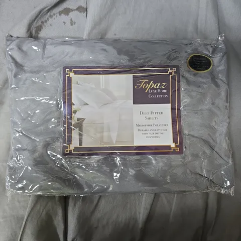 TOPAZ LUXE HOME COLLECTION DEEP FITTED SHEETS – MICROFIBRE POLYESTER, GREY, BOX OF APPROXIMATELY 10