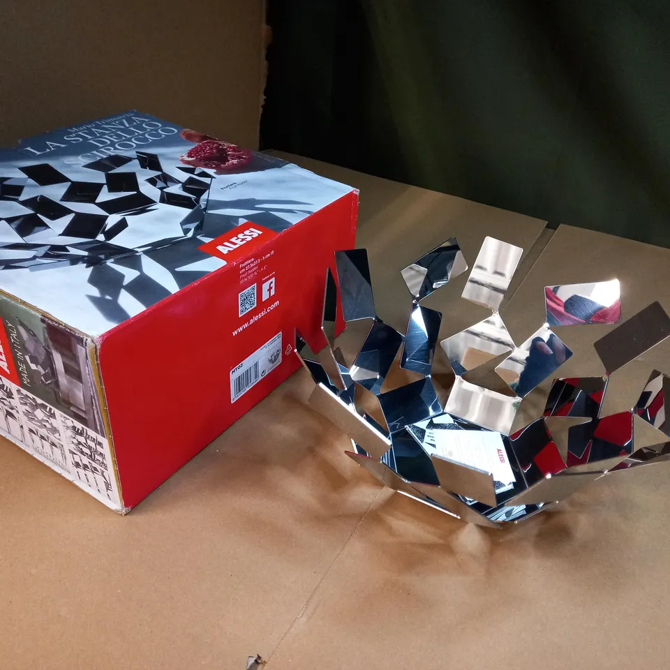 BOXED ALESSI MIRRORED METAL FRUIT HOLDER