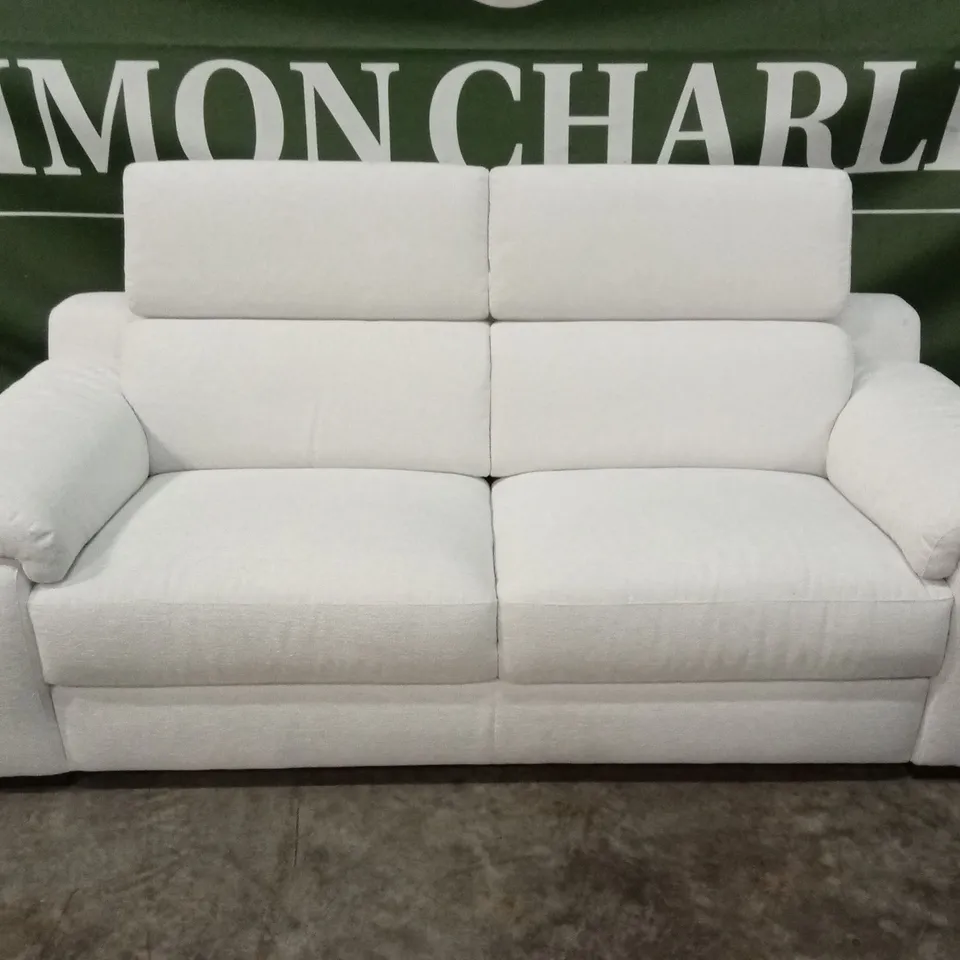 QUALITY DESIGNER ITALIAN MADE DEGANO 3 SEATER FABRIC UPHOLSTERED SOFA - WHITE