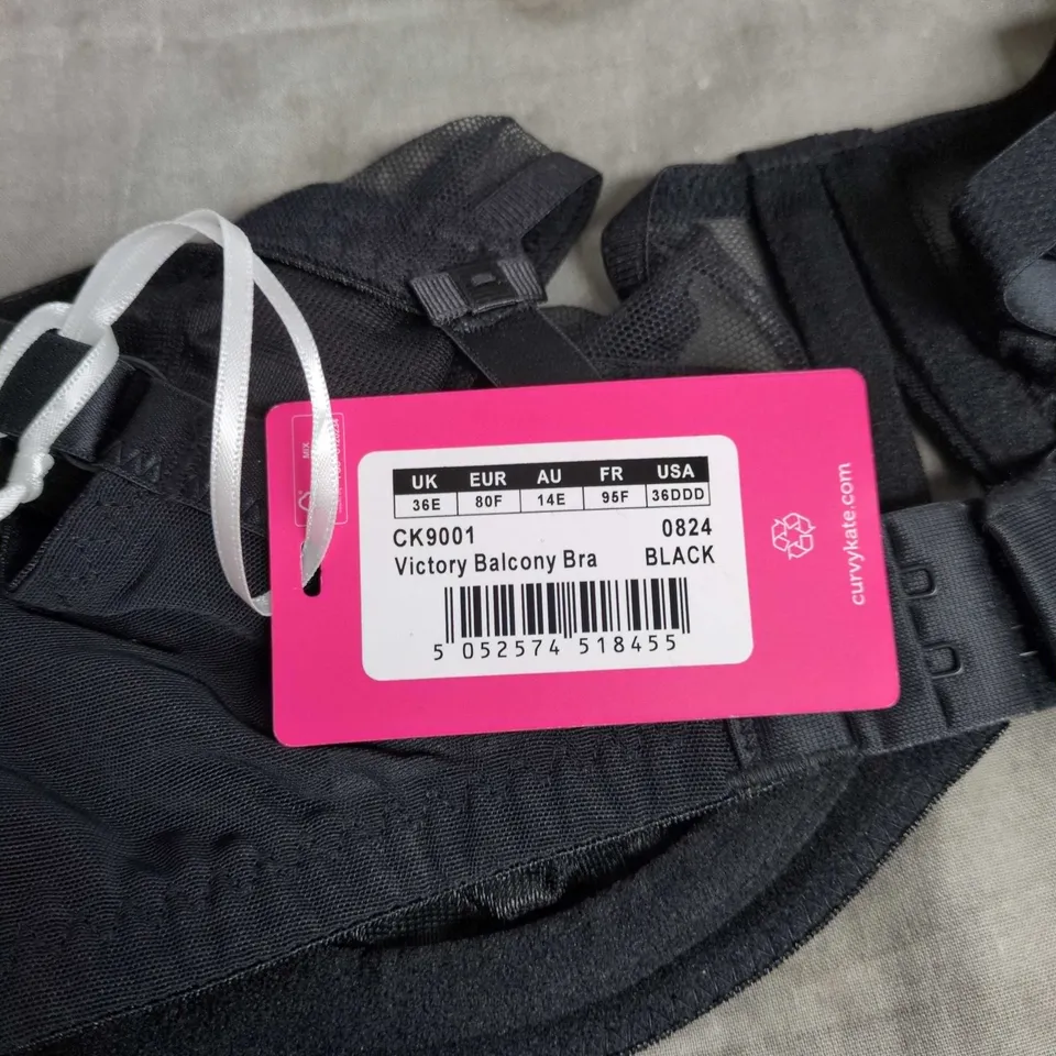 CURVY KATE VICTORY BALCONY BRA CK9001 – UK 36E, BLACK (D-K CUP)
