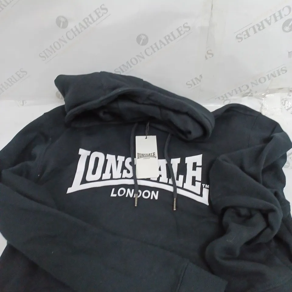 LONSDALE HOODED JACKET IN BLACK - M