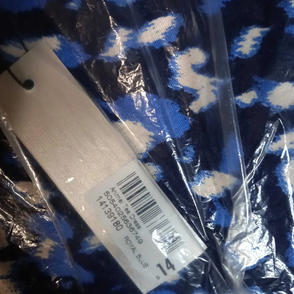 ROMAN ROYAL BLUE ANIMAL PRINT TEA DRESS - SIZE 14