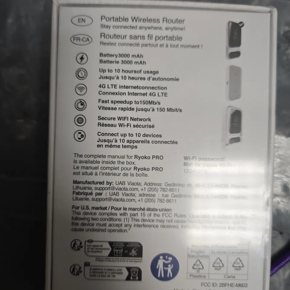 RYOKO PRO PORTABLE WIRELESS ROUTER - 4G LTE 