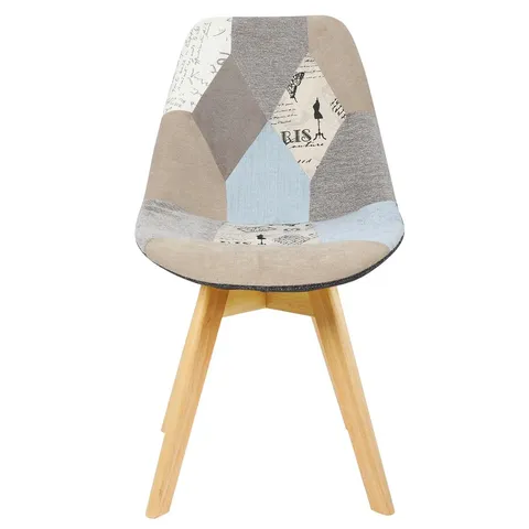 BOXED SET OF 2 ISABELLINE AVOCA LINEN UPHOLSTERED SIDE CHAIRS IN MULTICOLOURED - PATCHWORK (1 BOX)