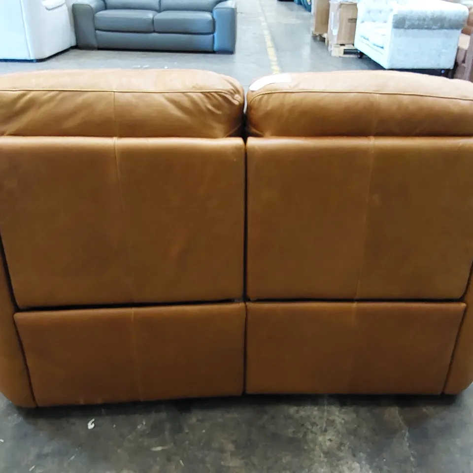 QUALITY ITALIAN DESIGNER PARMA NEW ELECTRIC LOVESEAT BROWN LEATHER