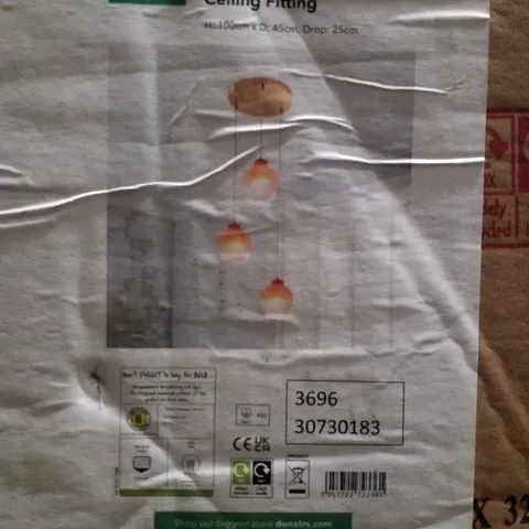 BOXED DUNELM JULIET 3 LIGHT CLUSTER CEILING FITTING 