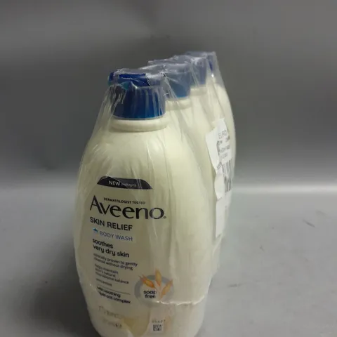 AVEENO PACK OF 4 SKIN RELIEF BODY WASH FOR VERY DRY SKIN 500ML EACH
