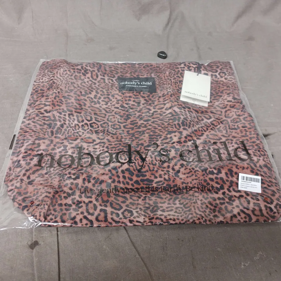 BAGGED NOBODYS CHILD LEOPARD CANVAS TOTE