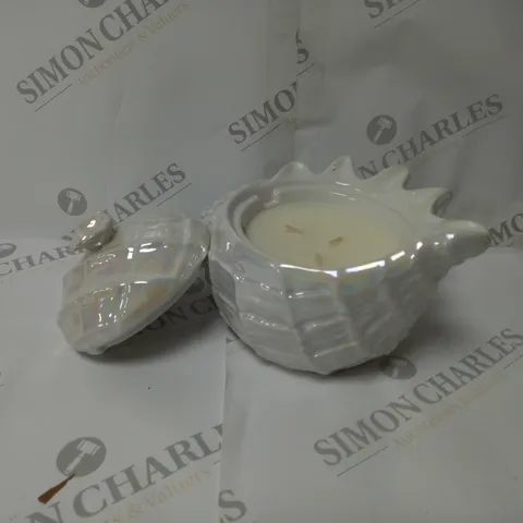 BOXED HOMEWORX BY SLATKIN & CO SHELL CERAMIC CANDLE