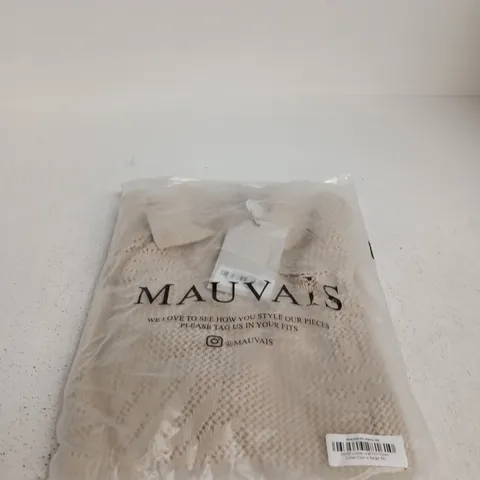 MAUVAIS BEIGE LOOSE-KNIT OPEN-COLLAR POLO – UK 3XL (US 3XL)
