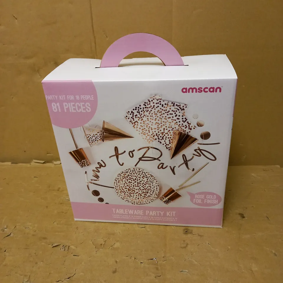 BOX OF 4 BRAND NEW 81PC AMSCAN ROSE GOLD TABLEWARE PARTY KITS