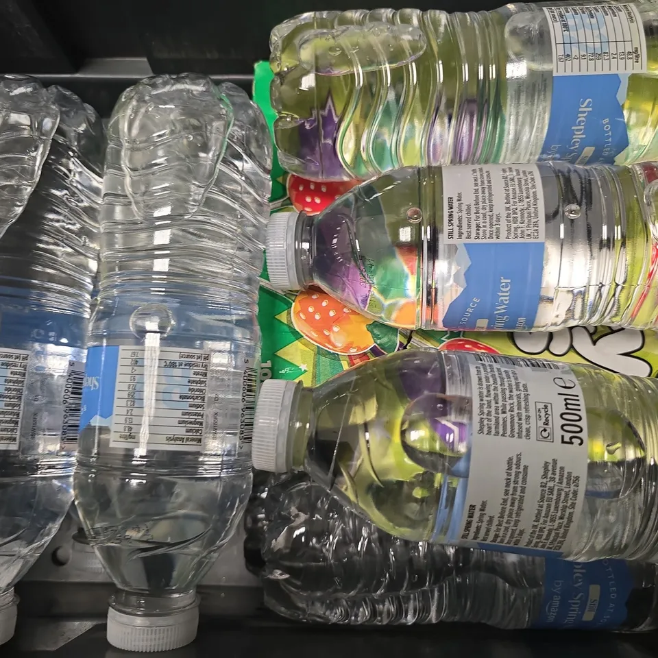 APPROXIMATELY 10 ASSORTED FOOD & DRINK ITEMS TO INCLUDE - AMAZON WATER , SWIZZELS FRUITY POPS 