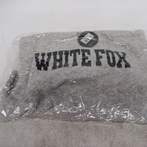 WHITE FOX BOUTIQUE WOMEN'S LIGHT GREY OVERSIZED KNIT HOODIE – UK SIZE S (SM)