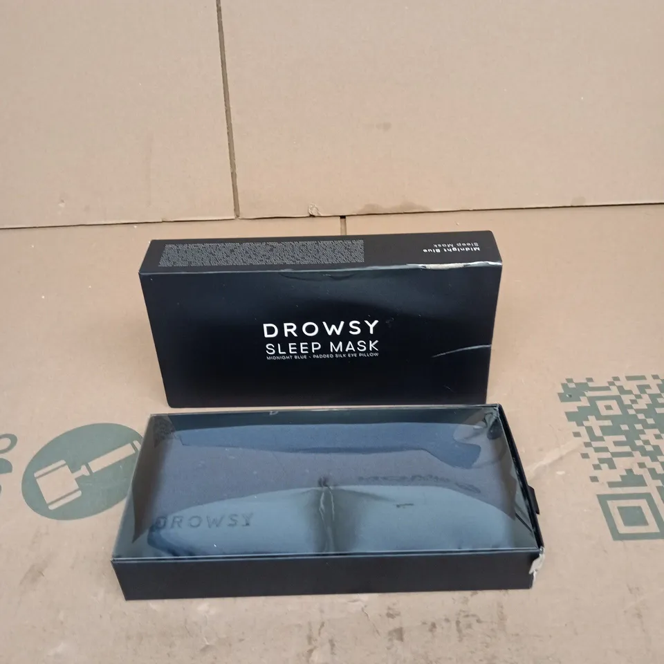 DROWSY SLEEP MASK – MIDNIGHT BLUE, PADDED SILK EYE PILLOW (BOXED)