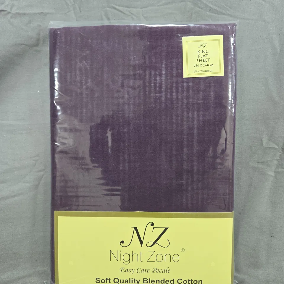 NIGHT ZONE SOFT QUALITY BLENDED COTTON FLAT SHEET IN PURPLE - KING SIZE