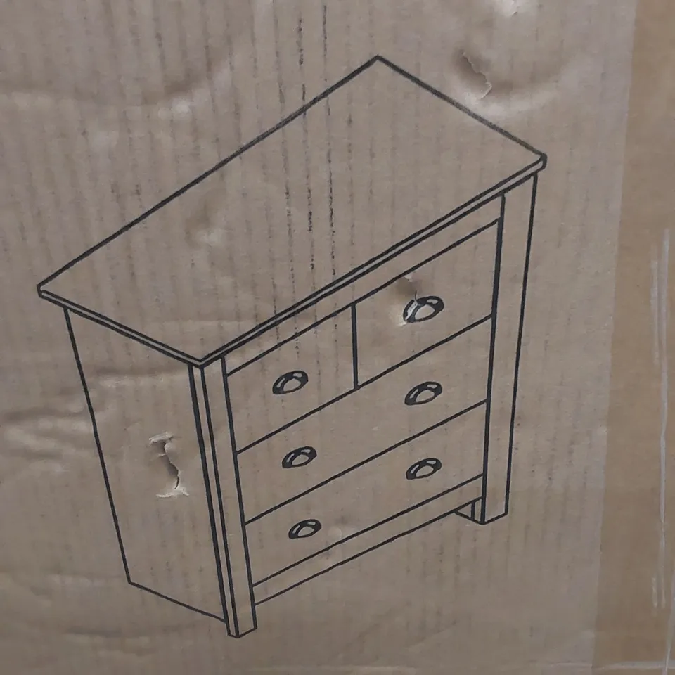 BOXED 4 DRAWER CHEST OF DRAWERS - GREY/OAK (1 BOX)