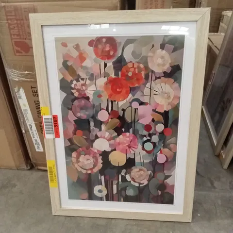 FRAMED COLOURFUL FLOWER ABSTRACT ART PRINT